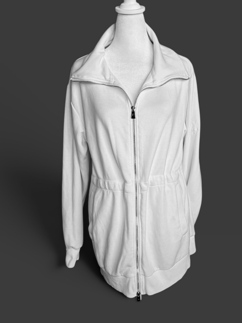 Converse All Star White Cinch-Waist Full-Zip Jacket - Size Small